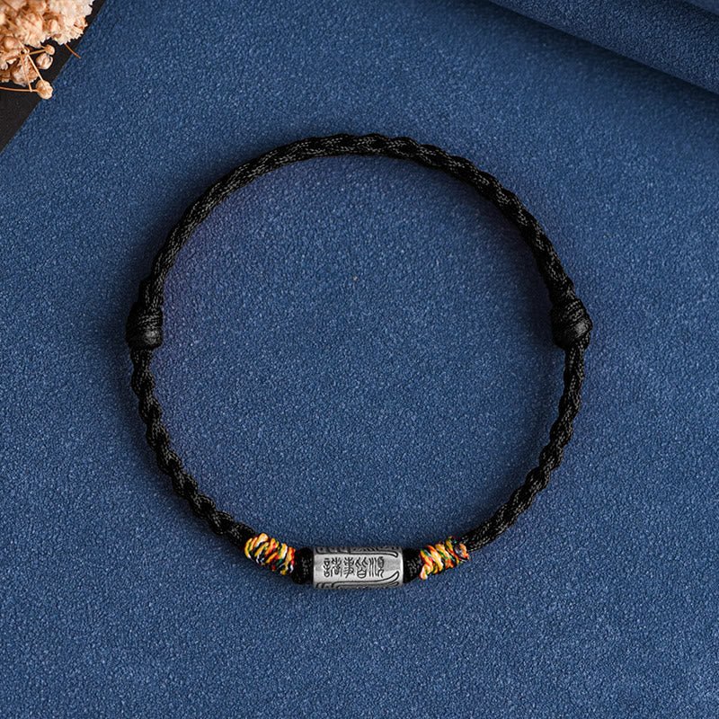 Buddha Stones Bracciale Cavigliera in Argento Sterling 925 Fatto a Mano Tutto Va Bene Design Protezione Forza - Braccialetto (circonferenza polso 13-18 cm) - Corda nera - image 18