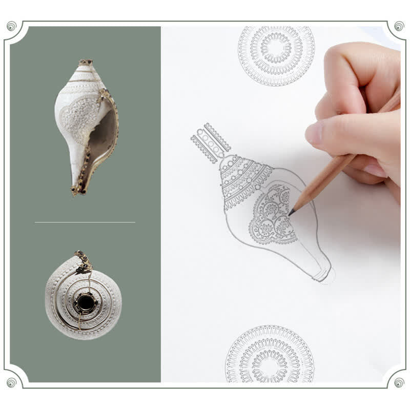Collana con ciondolo portafortuna in conchiglia Shankha in argento sterling 999