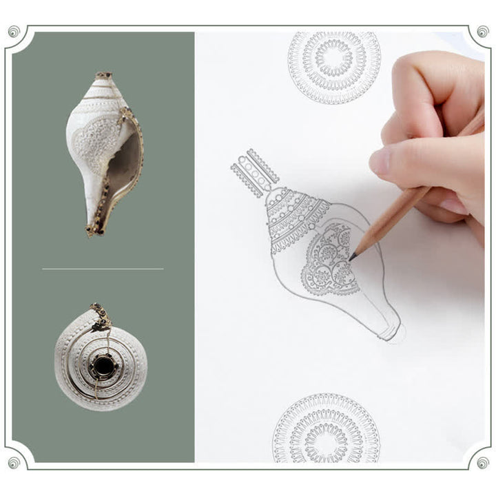 Collana con ciondolo portafortuna in conchiglia Shankha in argento sterling 999