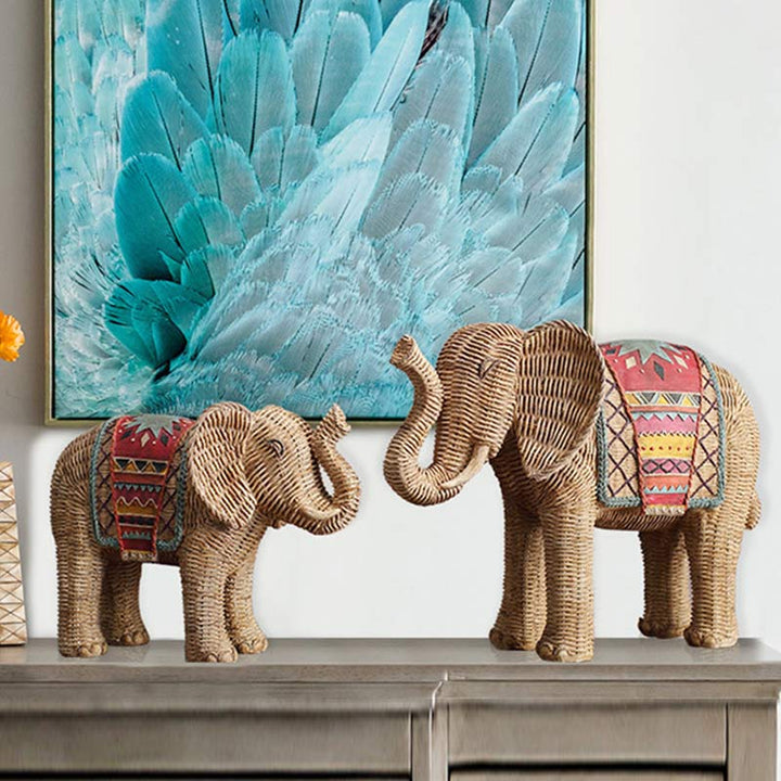 Decorazione per la casa in resina con elefante, saggezza e ricchezza