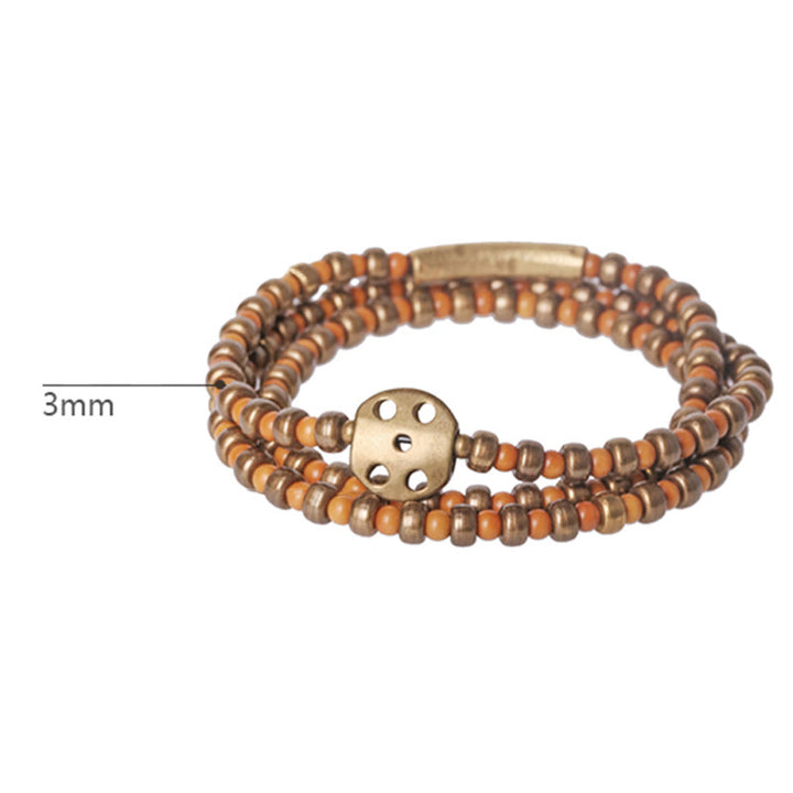 Bracciale Buddha Stones Retro Olive Pit Rame Ricchezza