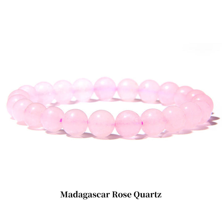 Braccialetto di perle curative in quarzo naturale Buddha Stones - 8 millimetri - Quarzo rosa del Madagascar - image 3