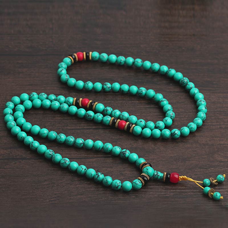 Bracciale Mala di guarigione in turchese tibetano Buddha Stones