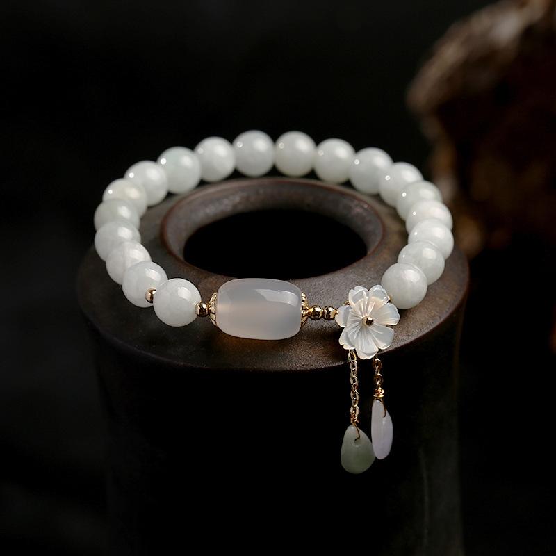 Buddha Stones Bracciale portafortuna in giada bianca naturale - Giada bianca - image 10
