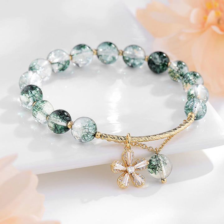 Braccialetto con ciondolo Buddha Stones Green Phantom Crystal Confidence