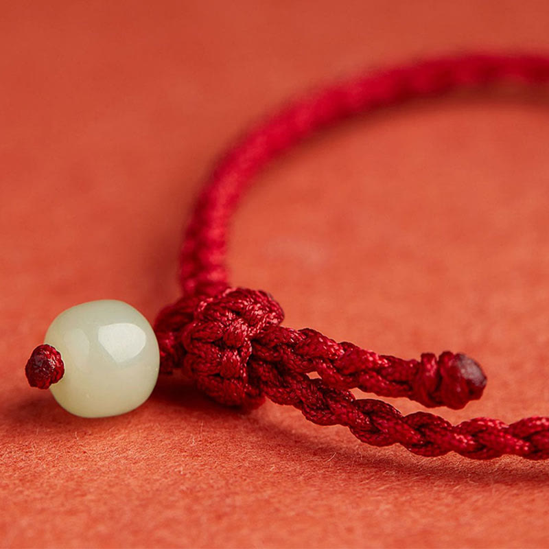 Braccialetto con corda Buddha Stones Round Peace Buckle Jade Lotus Happiness Abbondanza Ricchezza