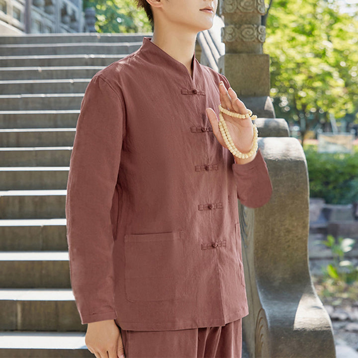 Buddha Stones Spirituale Zen Pratica Yoga Meditazione Preghiera Abbigliamento Cotone Lino Set Uomo