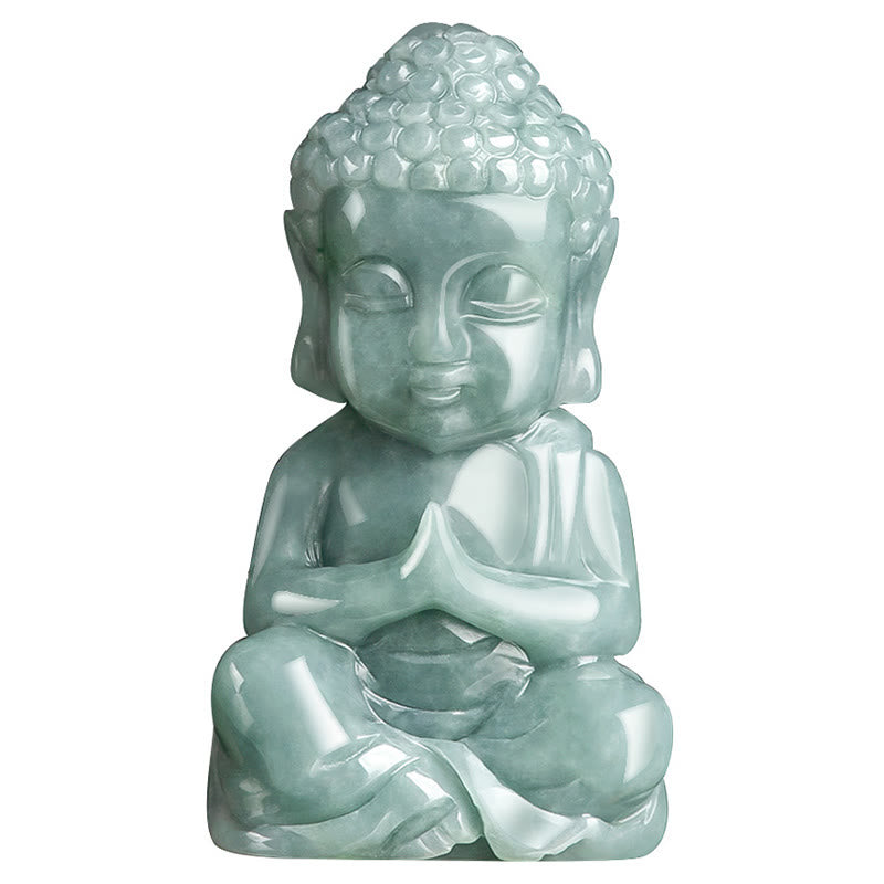 Buddha Stones Giada naturale Meditazione Buddha Amuleto Serenità Collana Pendente - image 8