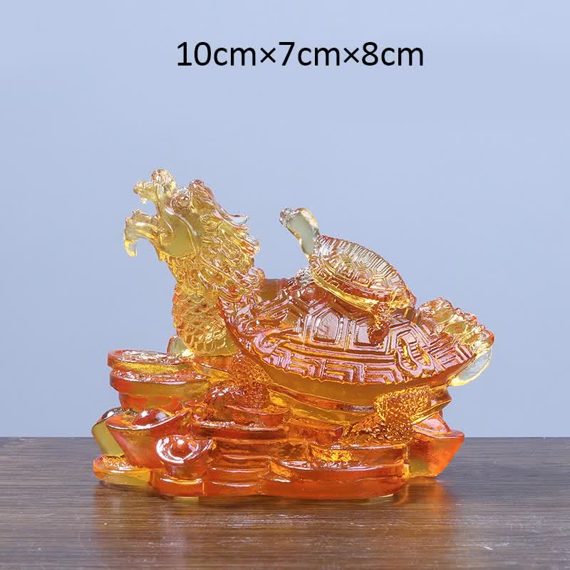 Buddha Stones Feng Shui Drago Tartaruga Monete Fatto a Mano Cristallo Liuli Fortuna Pezzo d'Arte Decorazione per Casa Ufficio - Oro - Medio - image 14