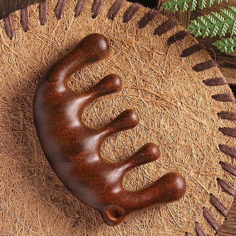 Pettine da massaggio semplice con nappa lenitiva in legno di sandalo verde