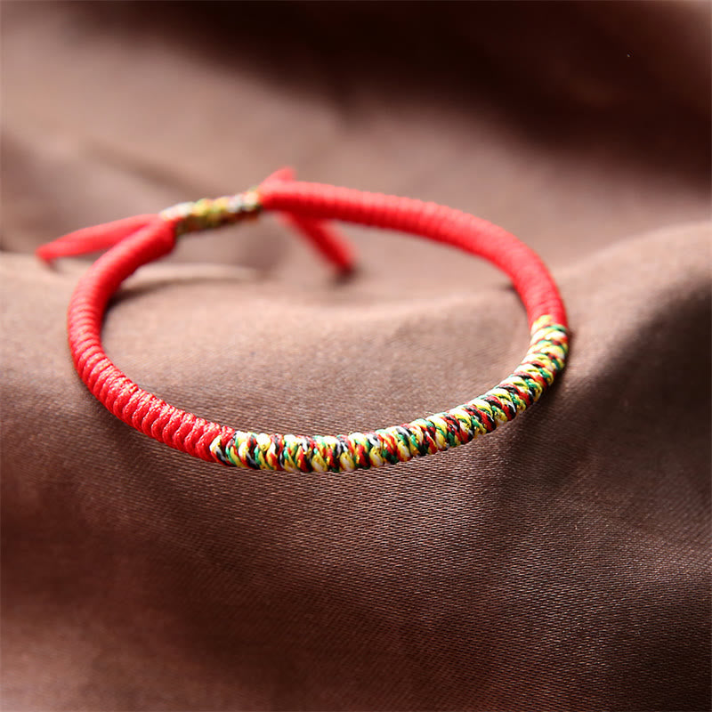 Bracciale intrecciato con nodo King Kong multicolore fatto a mano in pietra Buddha Stones tibetano, fortuna e forza