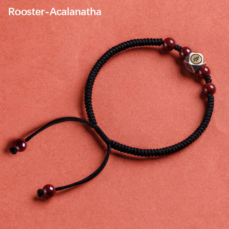 Bracciale Buddha Stones 925 Sterling Silver Zodiaco Cinese Buddha Natale Cinabro Calma