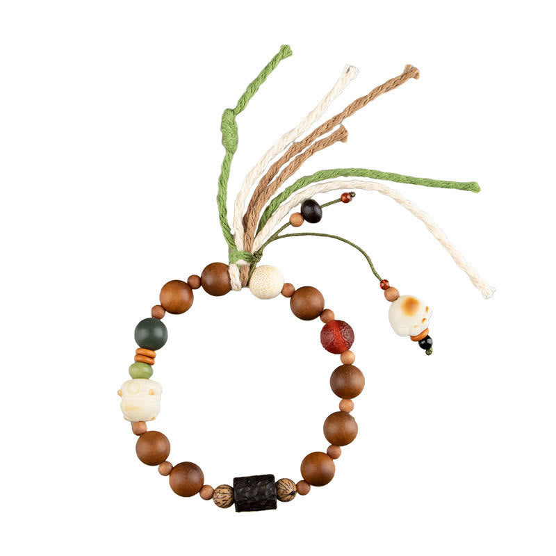Buddha Stones Fulmine Legno Bodhi Seme Zampa di Gatto Artiglio Auspicio Protezione Nappa Braccialetto - image 11
