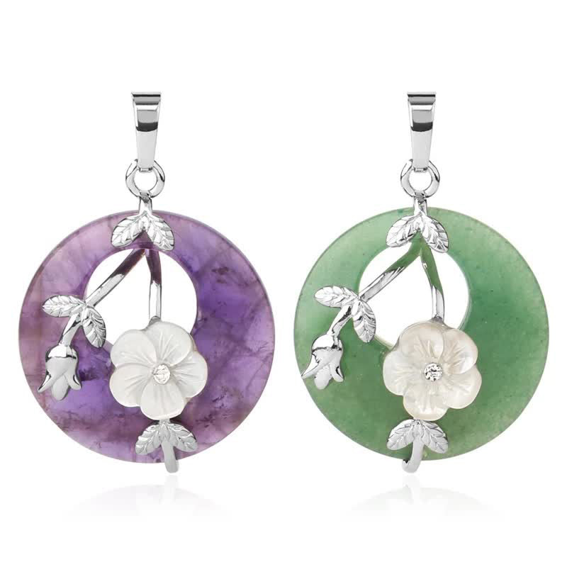 Buddha Stones Vari cristalli Ametista Avventurina verde Fiore Collana pendente curativa - image 0