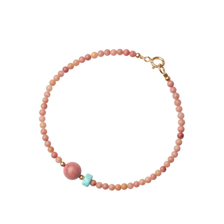 Bracciale a catena con energia amorevole in rodonite naturale placcato oro 14K Buddha Stones