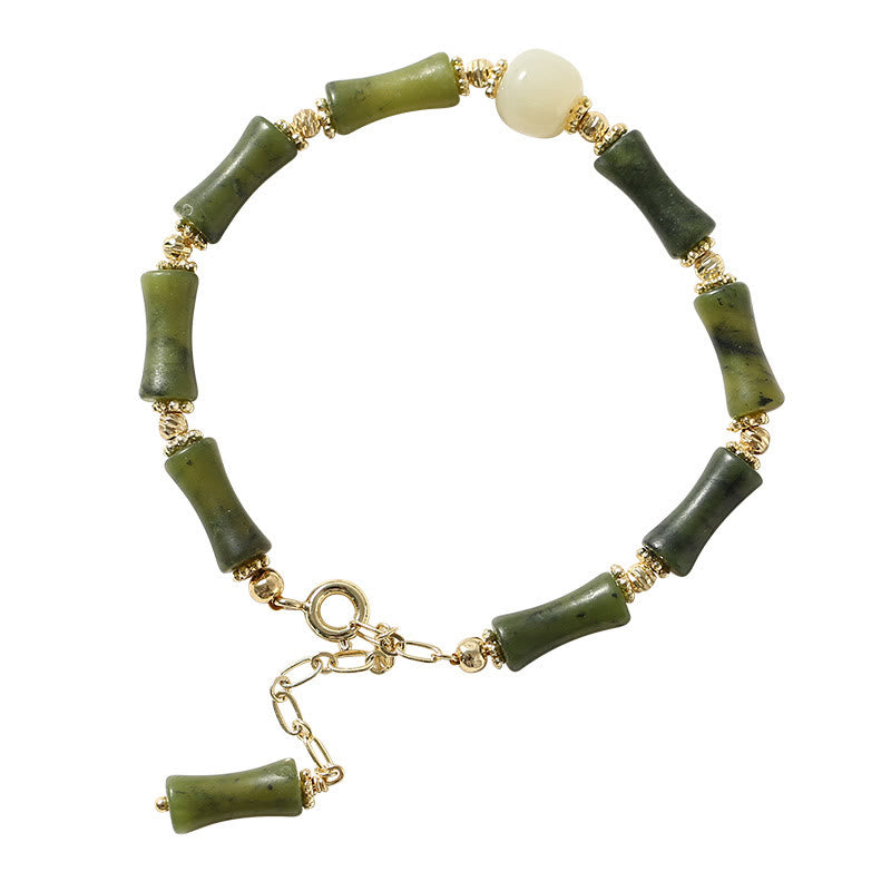 Braccialetto a catena con perline di vetro e bambù, fortuna e forza , Buddha Stones