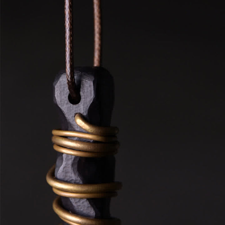 Collana con ciondolo a forma di bilancia, pace e Buddha Stones, Tibet, ebano, ottone. - image 4