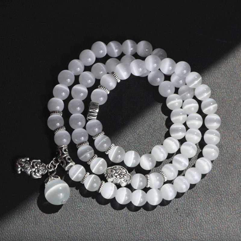 Braccialetto triplo avvolgente con supporto PiXiu Cat Eye Buddha Stones