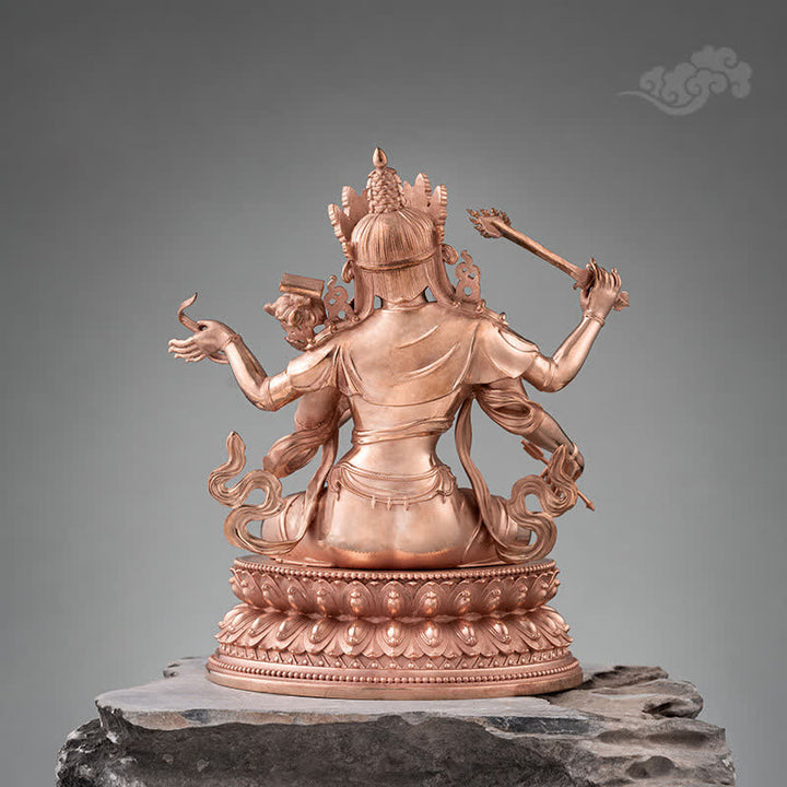 Statua in rame della serenità della statuetta del Bodhisattva Manjusri a quattro braccia