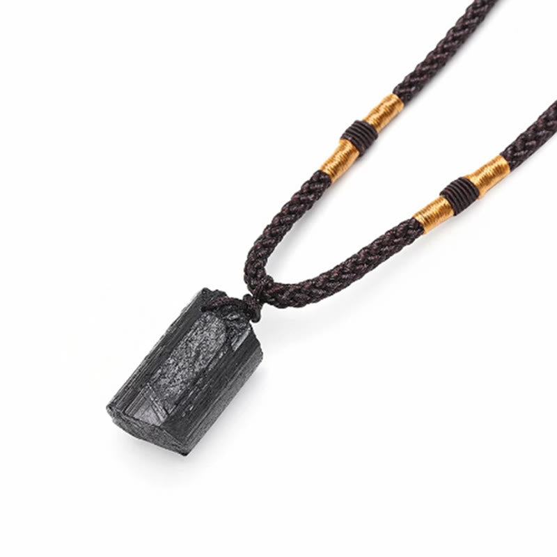 Collana con ciondolo in corda positiva con tormalina nera naturale Buddha Stones - image 2