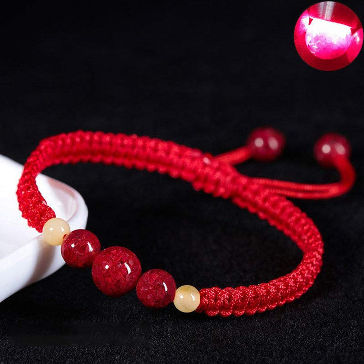Braccialetto rosso con corda e cinabro per bambini, con Buddha Stones