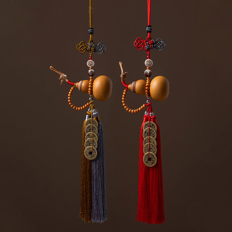 Buddha Stones Monete Feng Shui Zucca Nodo cinese Monete fortunate Cinque imperatori Denaro Ricchezza Nappe Decorazione