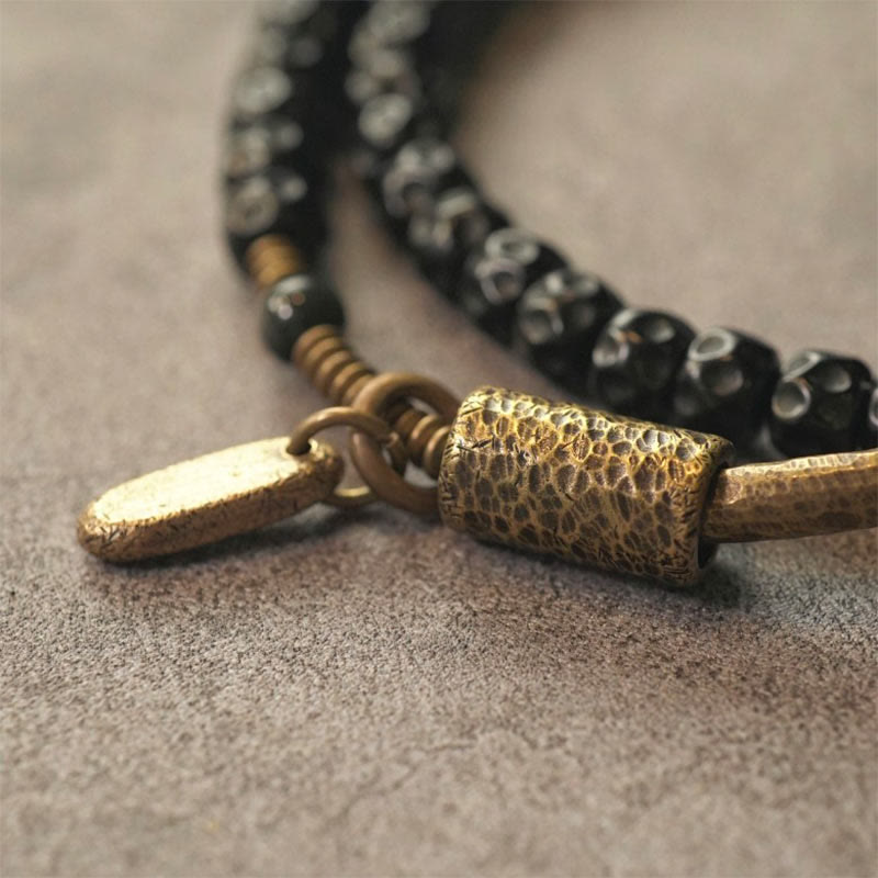 Bracciale triplo giro in ottone e rame con guscio di cocco retrò Buddha Stones - image 6