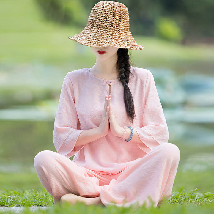 Tai Chi Meditazione Preghiera Zen Spirituale Mattina Pratica Abbigliamento Donna Set - Rosa - US8-10, UK/AU12-14, EU40-42 (2XL) - image 15
