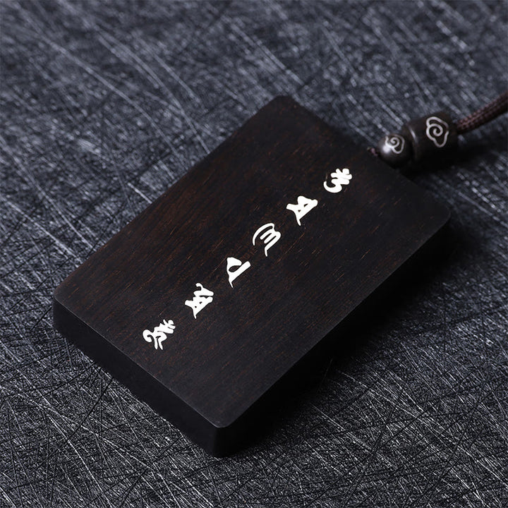 Collana con Buddha Stones in argento sterling 999 con piccole foglie di sandalo rosso e legno di ebano, Om Mani Padme Hum, intarsiato, protezione - image 16