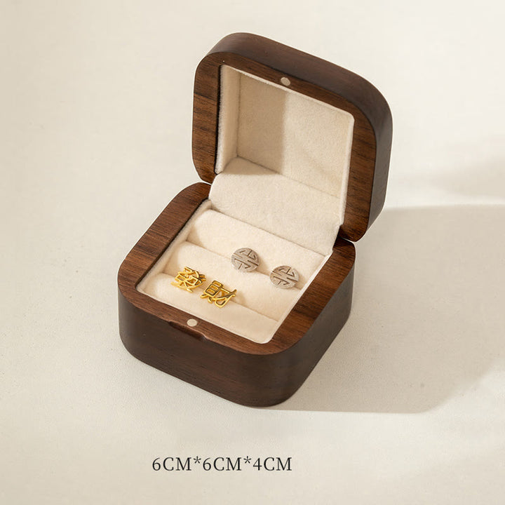 Scatola portaoggetti per gioielli in legno di noce nero fatto a mano retrò, scatola regalo in legno di foglia