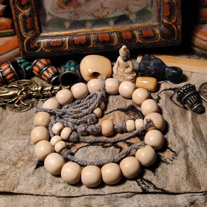 Buddha Stones 108 Mala Perle Abelia Biflora Legno Allontanando gli Spiriti Maligni Polso Mala