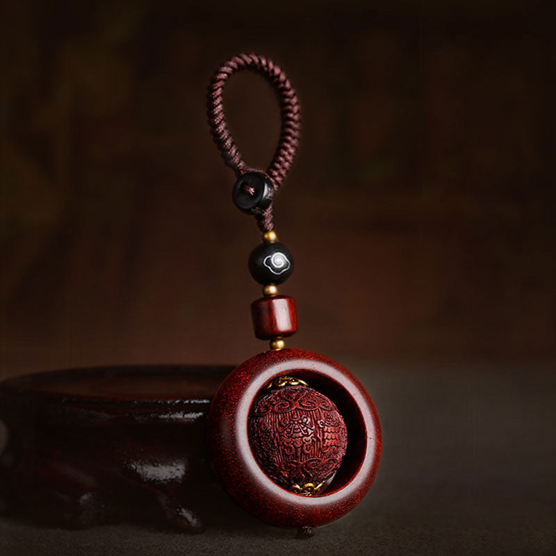 Buddha Stones Tibetano Piccola Foglia Sandalo Rosso Ebano Fortuna Protezione Rotazione Decorazione