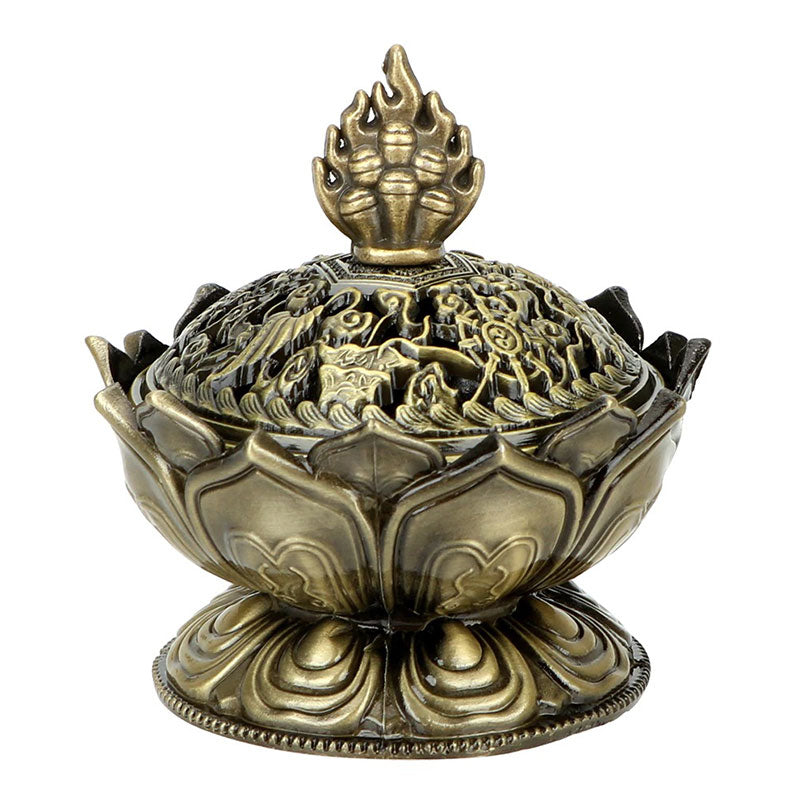 Buddha Stones Tibetano a Forma di Loto Bruciatore di Incenso Purificato