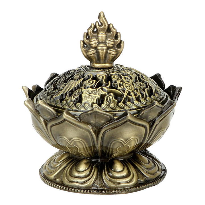 Buddha Stones Tibetano a Forma di Loto Bruciatore di Incenso Purificato