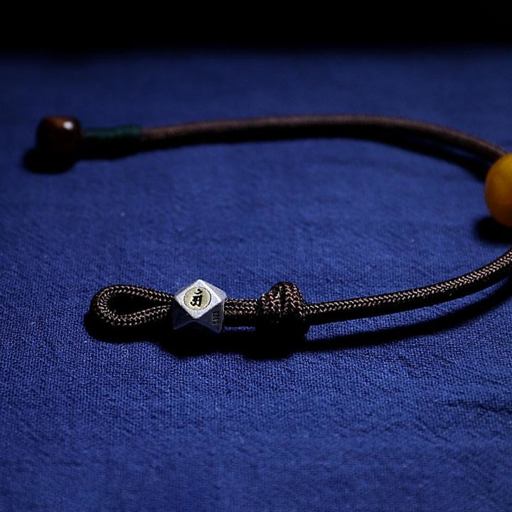 Bracciale Buddha Stones 925 Sterling Silver Zodiaco Cinese Buddha Natale Ambra Naturale Trasparente Ansia