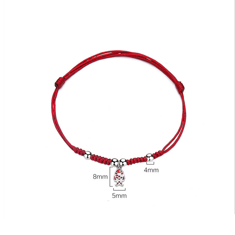 Bracciale rosso intrecciato a mano in argento sterling 925 con pesce koi fortunato e ricchezza , Buddha Stones