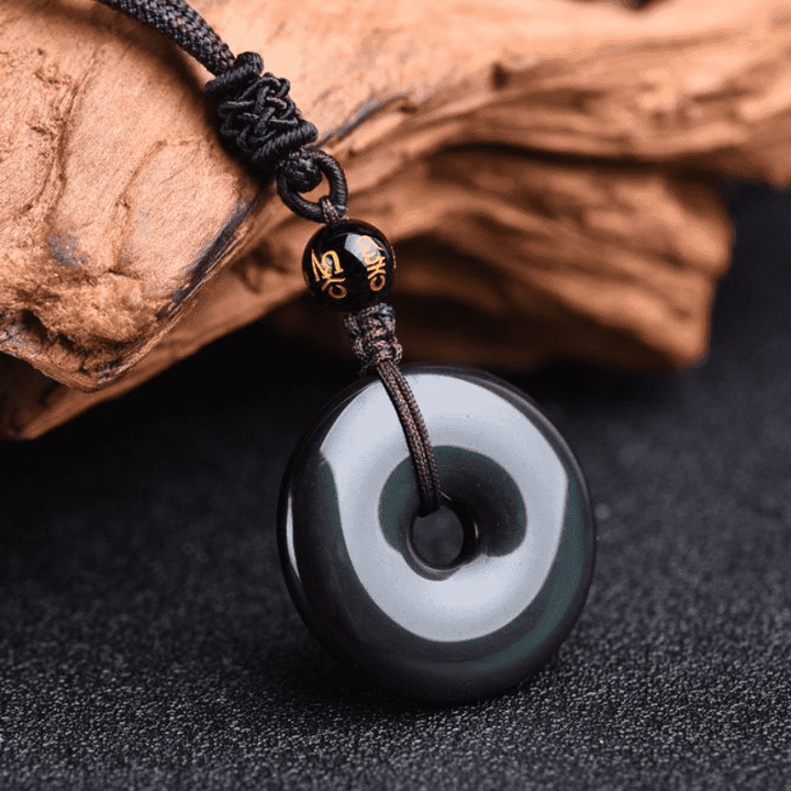 Collana di protezione in ossidiana tibetana Buddha Stones