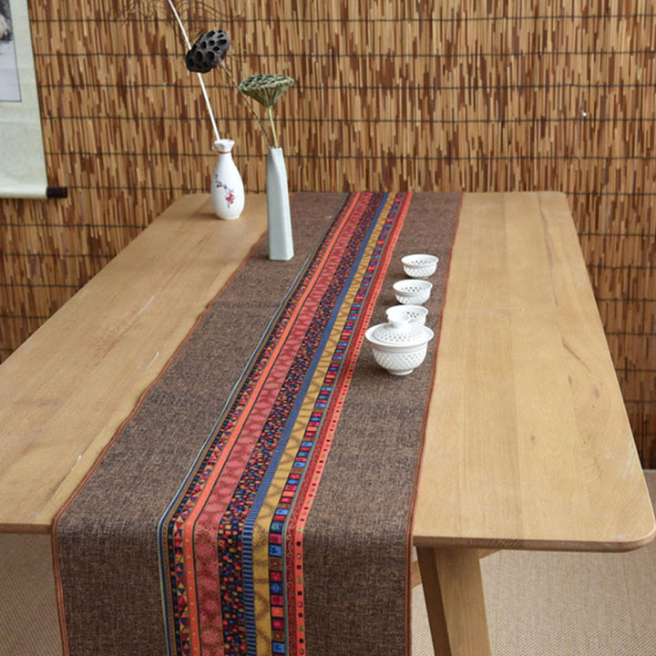 Buddha Stones Stile cinese classico Loto Koi Pesce Fiore Gru Calligrafia Illuminazione Cotone Lino Nappe Runner da tavolo