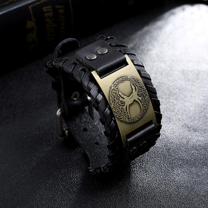 Buddha Stones Bracciale in pelle con albero della vita portafortuna - image 5