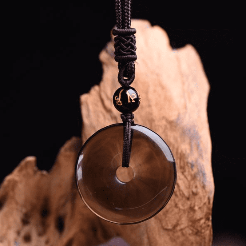 Collana di protezione in ossidiana tibetana Buddha Stones