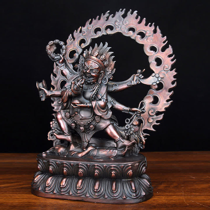 Tibet Mahakala Bodhisattva Figurina Compassione Statua in Rame Decorazione