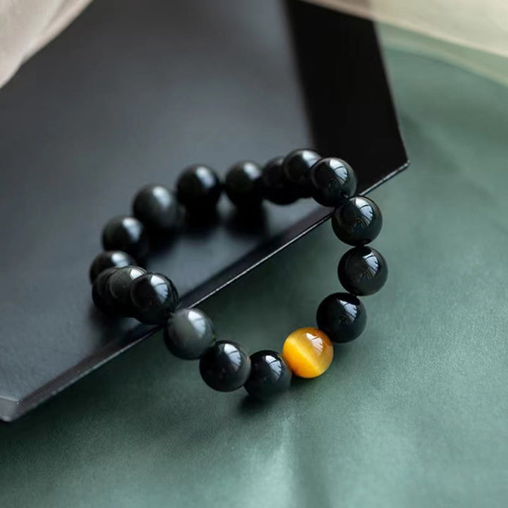 Braccialetto Buddha Stones Natural Rainbow Obsidian Tiger Eye Positive Love