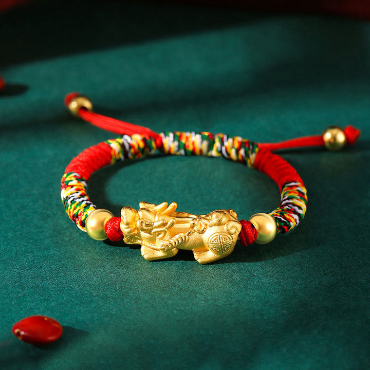 Buddha Stones per bambini in argento sterling 999 PiXiu Wealth King Kong Knot String Braided Kids