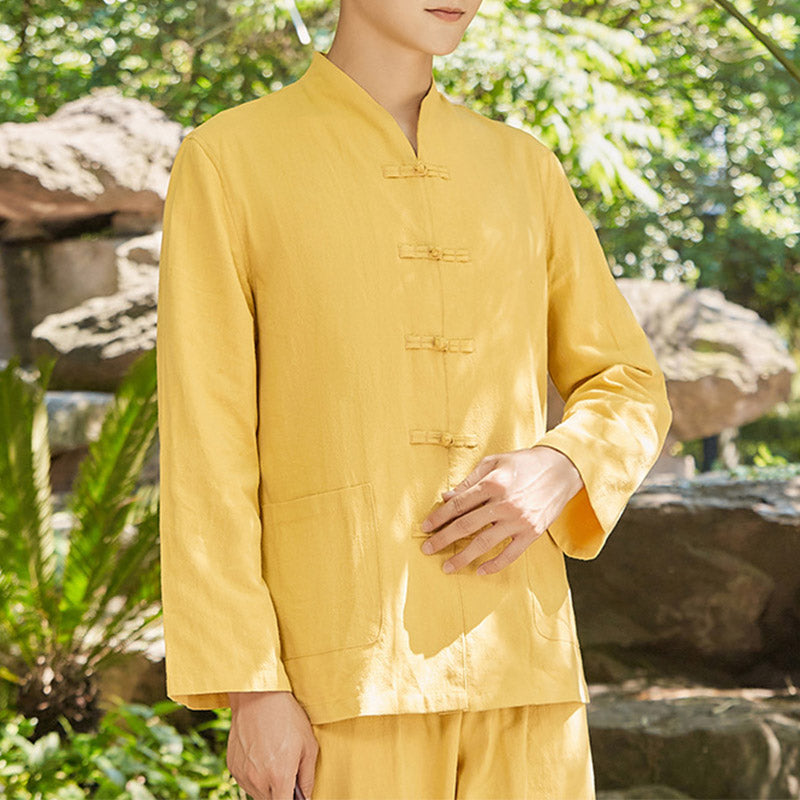 Buddha Stones Spirituale Zen Pratica Yoga Meditazione Preghiera Abbigliamento Cotone Lino Set Uomo