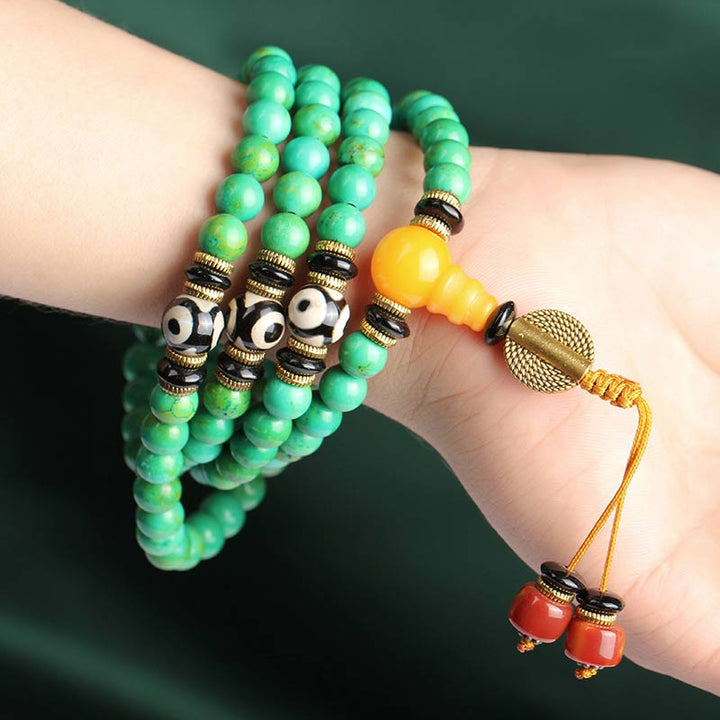 Buddha Stones Collana e bracciale Mala in turchese tibetano per l'equilibrio - image 3