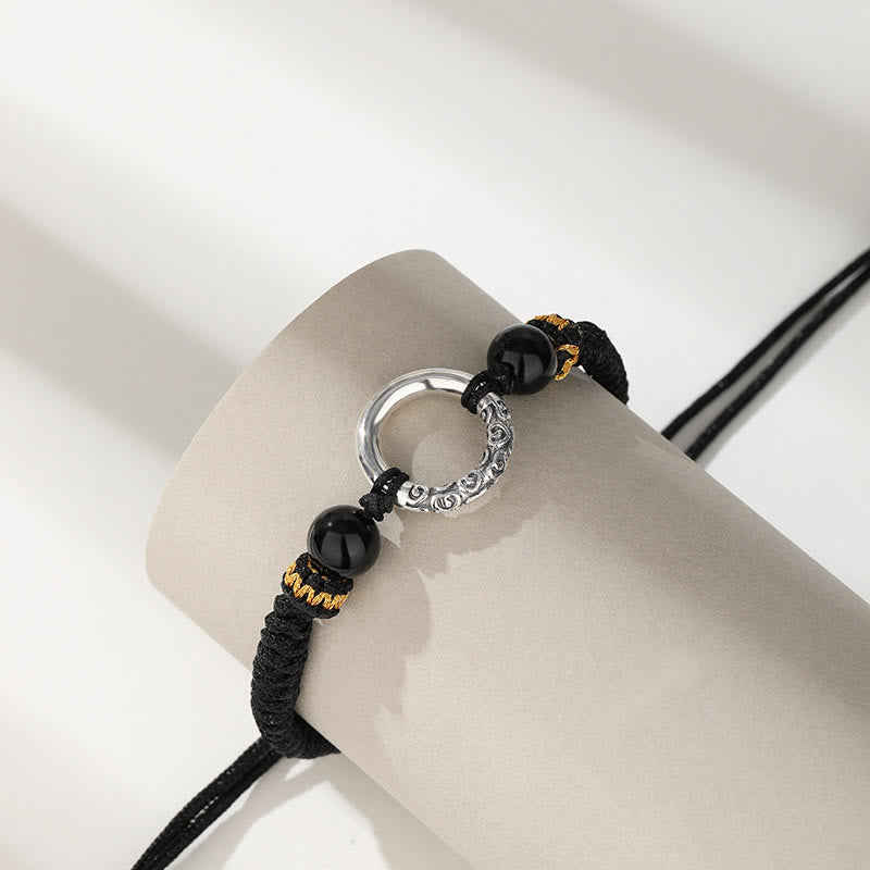 Bracciale intrecciato Buddha Stones 925 Sterling Silver Peace Buckle Auspicious Clouds Fortune