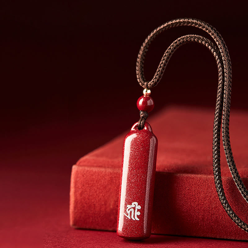 Collana con ciondolo e amuleto in cinabro con Buddha Stones segno zodiacale cinese, protezione con cordino. - image 0