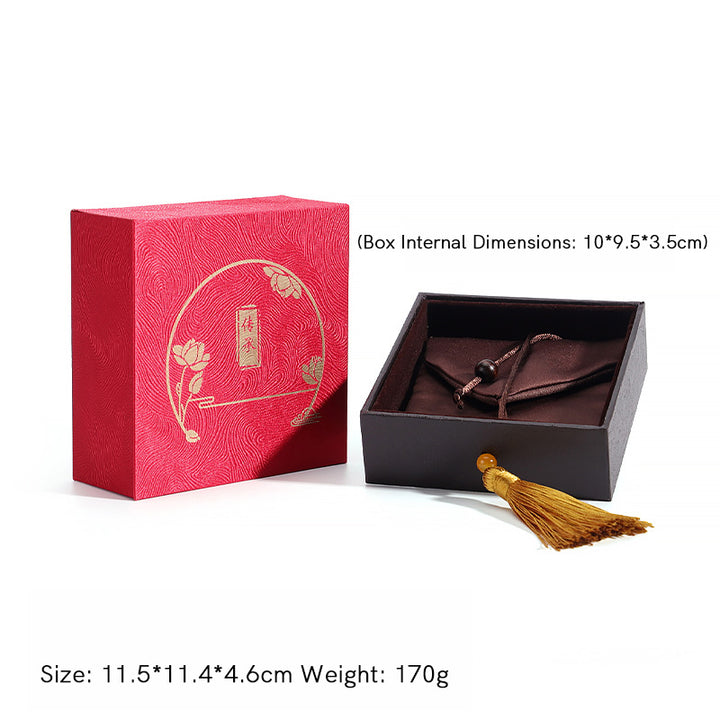 Scatola portaoggetti vintage per gioielli Lotus con nappe, scatola regalo - Rosso (11,5*11,4*4,6 cm) - image 9