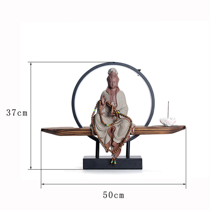 Buddha Stones Buddha Avalokitesvara Ceramica Loto Rilassamento Bruciatore di Incenso Decorazione