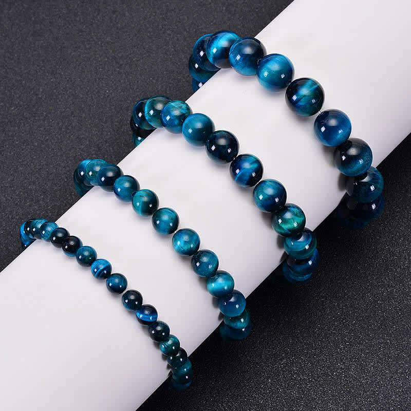 Braccialetto di protezione con occhio di tigre blu Buddha Stones